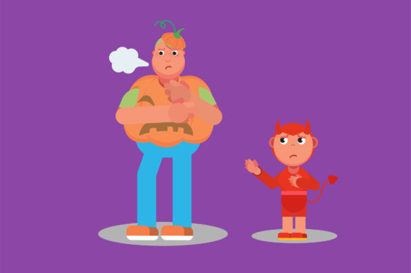 A Boy and a Little Devil - Halloween Graphics