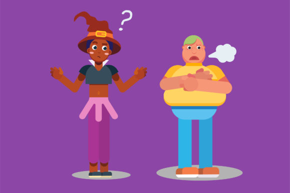 A Confused Witch and a Boy: Graphics and Illustrations for Creative Design