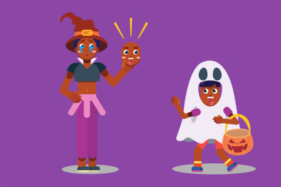 A Crying Witch and Her Happy Friend: Graphics and Illustrations for Digital Sellers