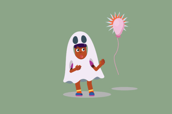 A Girl with a Ghost Costume - Halloween Graphics