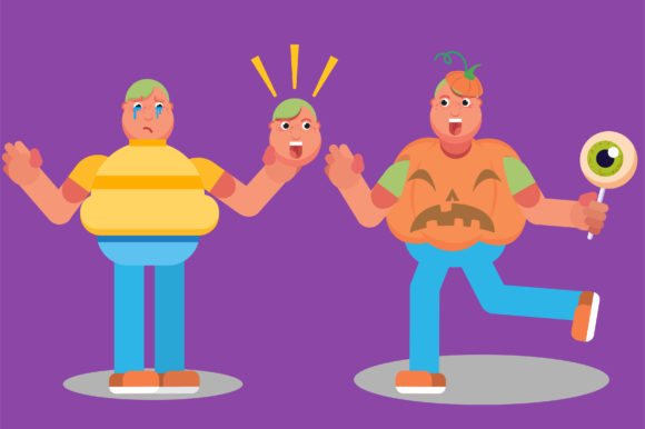 A Happy Twin and a Sad Twin - Halloween Graphics