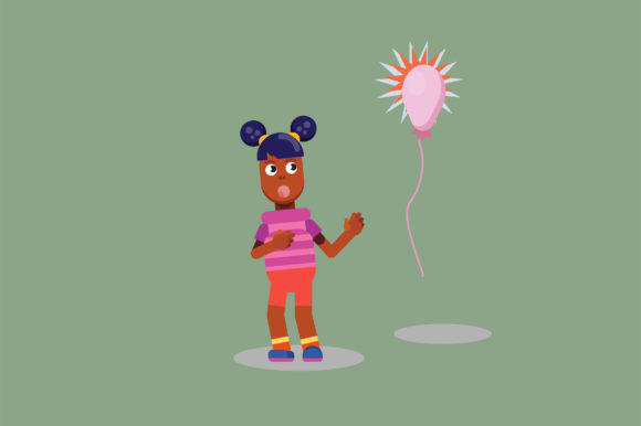 A Kid Shocked by a Explode Balloon Graphics