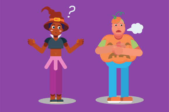 A Witch and a Boy - Halloween Graphics