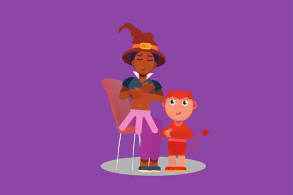 A Witch and a Little Devil: Graphics for Halloween Editorial