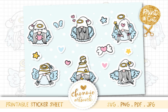 Angel Gnomes Sticker SVG: Graphics for Creative Sellers