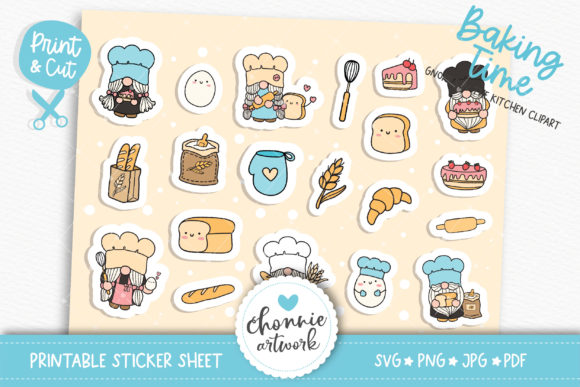 Baker Gnomes Sticker SVG: Graphics & Illustrations