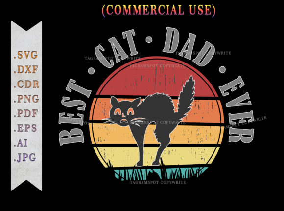 Best Cat Dad Ever Retro Sunset SVG V.2