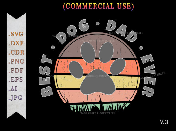 Best Dog Dad Ever Retro Sunset SVG V.3: Graphics and Print Templates