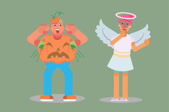 Boy with Pumpkin Costume - Halloween Graphics