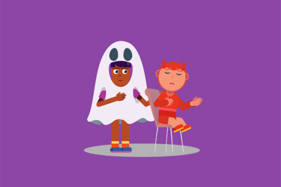 Character of Sad Little Girl: Halloween Graphics & Illustrations