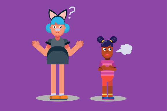 Characters of an Angry Little Girl Graphics and Illustrations