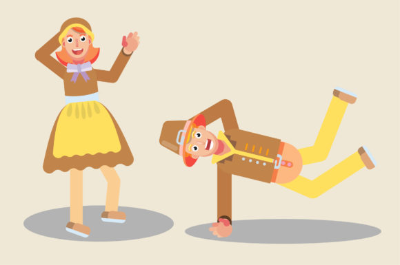 Characters of Couple Dancing Graphics & Illustrations