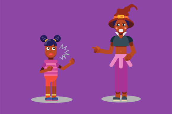 Characters of the Witch is Arguing: Graphics and Illustrations for Halloween Content