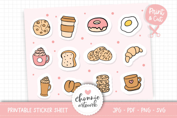 Coffee and Breakfast Sticker SVG: Graphics for Creative Sellers