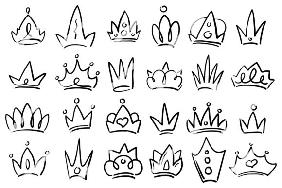 Cute Doodle Crown Black Golden Clipart: Graphics & Icons for Publishers