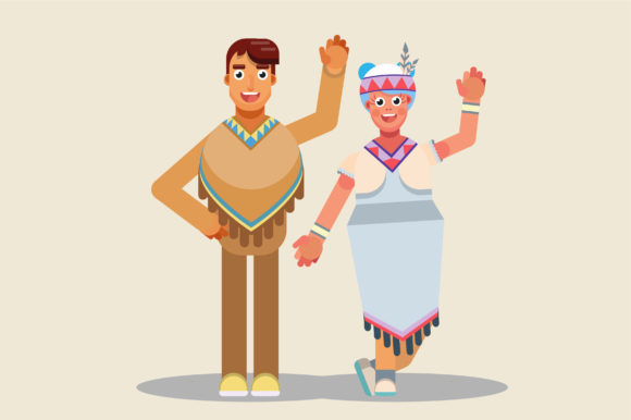 Cute Native Characters: Thanksgiving Graphics & Illustrations