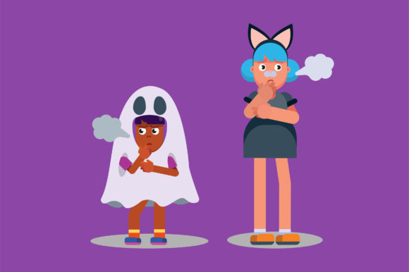 Ghost and Cat Costume: Halloween Graphics and Illustrations