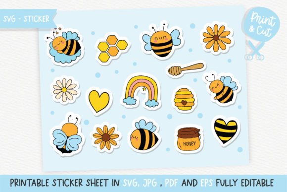 Honey Bee Sticker SVG: Graphics for Creative Branding