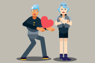Sad Couple Character Vector Illustration Graphics