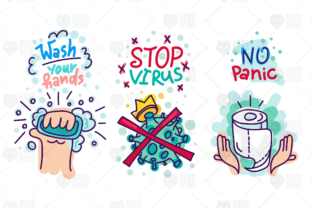 Virus Lettering Stickers Set: Graphics & Illustrations for Sellers